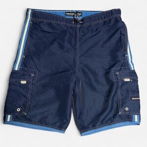 Vintage Y2K Abercrombie Cargo Swim Trunks Men’s L Blue White Mesh Lined